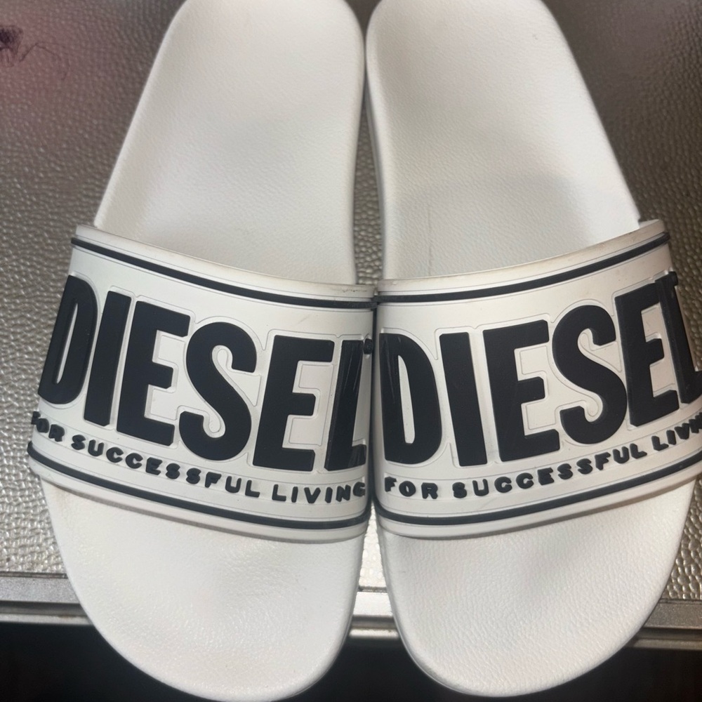 Diesel White and Black Slides